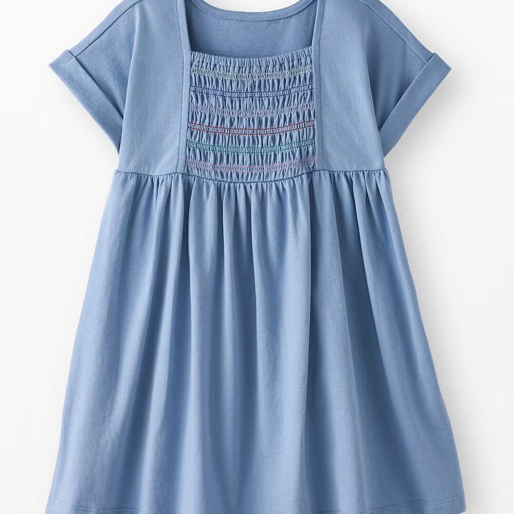 Hanna Andersson NWT Size 6/7 SS Blue Smocked Dress